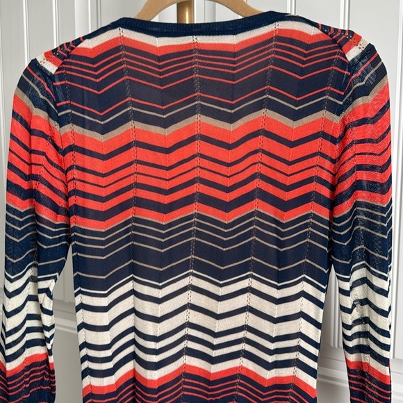 Trina Turk Harbor Dress Crochet Knit Faux Wrap Zig Zag Chevron Size Medium - Picture 6 of 7